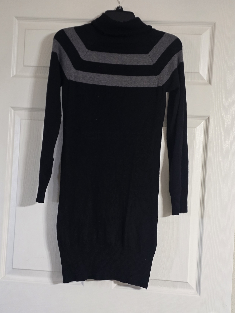 Say What? Black and Gray Turtleneck Midi Dress